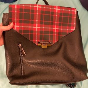 NWOT Plaid Black Steve Madden Leather Backpack